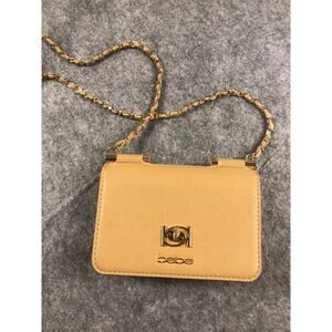 Bebe Cross Body Neutral Tan Gold Chain Purse Wallet